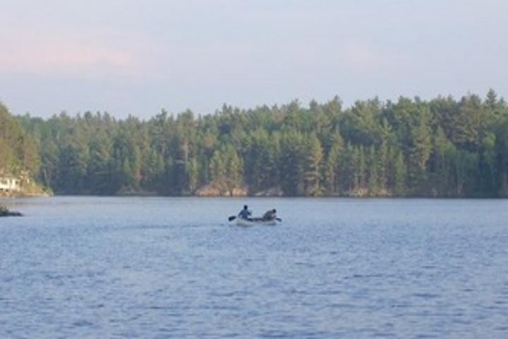 Canoeing just outside our bay